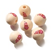 Valentine's Day Element Printed Wood Beads WOOD-R002-01-02-1