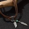 Bohemian Style Alloy Feather with Synthetic Turquoise Pendant Choker Necklaces for Women LS-NJEW-G158-01B-3