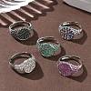 Brass Micro Pave Cubic Zirconia Cuff Rings for Women RJEW-A069-13P-1