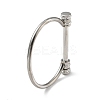304 Stainless Steel D Shape Bar Screw Bangle with Cubic Zirconia STAS-E057-01P-3