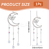 Natural Rose Quartz Chips & Metal Moon Butterfly Hanging Ornaments AJEW-WH20080-03A-2