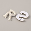 Letter.M/R/S Plastic Imitation Pearl Beaded Iron on Appliques for Wedding PATC-WH0005-03-2