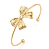 Bowknot 304 Stainless Steel Pave Shell Pearl Open Cuff Torque Bangles for Women BJEW-Z070-03G-1