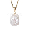 Natural Baroque Pearl Keshi Pearl Rectangle Pendant 304 Stainless Steel Cable Chain Necklaces NJEW-JN05891-2