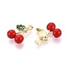 Brass Micro Pave Clear Cubic Zirconia and Enamel Pendants KK-T075-90G-2