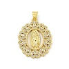 Virgin Mary Theme Rack Plating Brass Micro Pave Cubic Zirconia Pendants KK-G513-41G-1