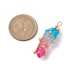 Copper Wired Electroplated Natural Quartz Crystal Pendants PALLOY-JF02626-04-2