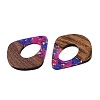 Transparent Resin and Walnut Wood Pendants RESI-T057-07G-3