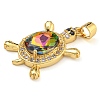 Tortoise Rack Plating Brass Micro Pave Cubic Zirconia Charms KK-G513-78A-02G-2