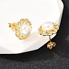 Flower Brass Micro Pave Clear Cubic Zirconia Stud Earrings EJEW-A135-24G-2
