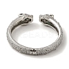 Brass Pave Clear & Green Cubic Zirconia Leopard Open Cuff Bangle for Women BJEW-K246-20F-P-3