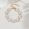 304 Stainless Steel Enamel Link Chain Bracelets for Women BJEW-T027-04C-G-1