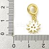 Rack Plating Brass Pave Clear Cubic Zirconia Sun European Dangle Charms KK-Z067-39G-3