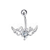 304 Stainless Steel Pave Cubic Zirconia Curved Barbell Belly Rings FS-WG6D7D2-13-1