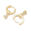 Heart Shape Clear Cubic Zirconia Hoop Earrings EJEW-F310-05G-2