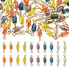 50Pcs 5 Colors Electroplate Glass Faceted Rectangle Connector Charms KK-TA0003-31-2