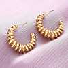 Brass Spiral C-Shaped Stud Earrings EJEW-R025-33G-1