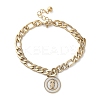 304 Stainless Steel Flat Round with Girl Charm Bracelets BJEW-A036-13G-01-4