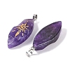 Natural Amethyst Gold Sun Pattern Pendants G-L524-14P-05-2
