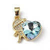 Real 18K Gold Plated Rack Plating Brass Micro Pave Clear Cubic Zirconia Pendants KK-C015-21G-01-1