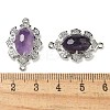 Natural Amethyst Faceted Oval Connector Charms G-G181-06P-03-3