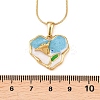 304 Stainless Steel Enamel Flower Heart Pendant Necklaces NJEW-H088-01G-4