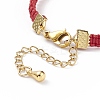 Glass Braided Flower Link Bracelet for Women BJEW-TA00130-03-5