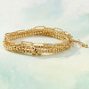 4Pcs Minimalist Brass Beads Stretch Bracelets & 304 Stainless Steel Paperclip Chain Bracelets Set for Women XV4057-1-2