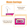 4 Pairs 4 Colors Acrylic Audio Tape Shape Dangle Earrings with 304 Stainless Steel Pins for Women EJEW-FI0003-26-4