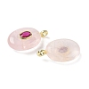 Natural Rose Quartz & Cubic Zirconia Pendants X-G-Z076-01G-20-2