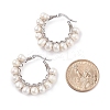 Natural Pearl Braided Hoop Earrings EJEW-JE04851-4