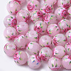 Printed & Spray Painted Imitation Jade Glass Beads GLAA-S047-05A-02-1