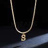 316 Surgical Stainless Steel Initial Pendant Flat Snake Chain Necklaces for Women WGC1053-19-1
