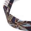 Ethnic Style Polyester Leaf Printed Ribbon Bracelets BJEW-JB10495-02-4