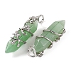 Natural Green Aventurine Double Terminal Pointed Pendants G-C144-03P-10-2