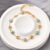 304 Stainless Steel Glass Link Bracelets for Women BJEW-V010-02G-1