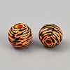Tiger Skin Print Wood European Beads WOOD-WH0029-126A-2