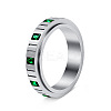 304 Stainless Steel Micro Pave Cubic Zirconia Rotating Finger Rings WGCDCC2-02-1