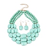 Bohemian Style Acrylic Faceted Rectangle Graduated Beaded 3 Layer Necklaces for Women WGBB337-07-1