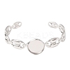 304 Stainless Steel Coffee Bean Chain Cuff Bracelet Blanks with Flat Round Bezel Settings SA-CBA4160-02A-P-2