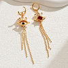 Fashionable Classic Brass Cubic Zirconia Eye Tassel Hoop Earrings MP5699-3