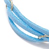 4Pcs 4 Colors Faux Suede Cord Multi-strand Bracelets with 304 Stainless Steel Rings for Women BJEW-JB10404-4