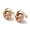 Real 18K Gold Plated Iron Enamel Stud Earrings for Women EJEW-M251-09G-08-1