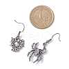 Alloy Rhinestone Spider & Heart Dangle Earrings EJEW-JE06655-02-4