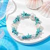 Synthetic Turquoise & ABS Plastic Imitation Pearl Beaded Stretch Bracelets BJEW-JB10567-2
