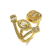 Brass with Cubic Zirconia Rings RJEW-B057-04G-01-1