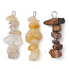 Gradient Color Natural Citrine & Natural Tiger Eye & Natural Gold Rutilated Quartz Chip Beaded Pendants PALLOY-JF02791-08-1