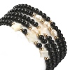 5Pcs 5 Style Synthetic Black Stone & Pearl & Shell Star Beaded Stretch Bracelets Set BJEW-JB09495-02-4