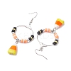 Halloween Candy Corn Handmade Lampwork & Polymer Clay Dangle Earrings for Women EJEW-JE05893-01-4