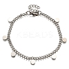 304 Stainless Steel Flat Round Charm Bracelets BJEW-R021-04P-4